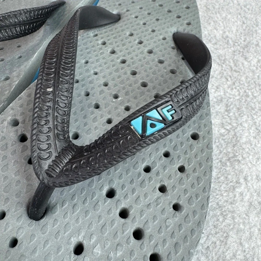 Aqua Flops Flip Flops Mens Size‎ 7/8 Shower Shoes Grey Blue Thong Sandals